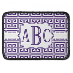 Greek Key Iron On Rectangle Patch w/ Monogram