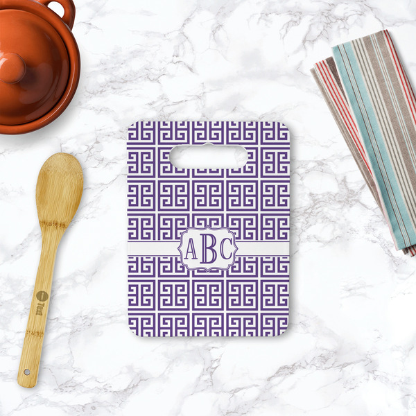 Greek Key Rectangle Trivet with Handle - LIFESTYLE