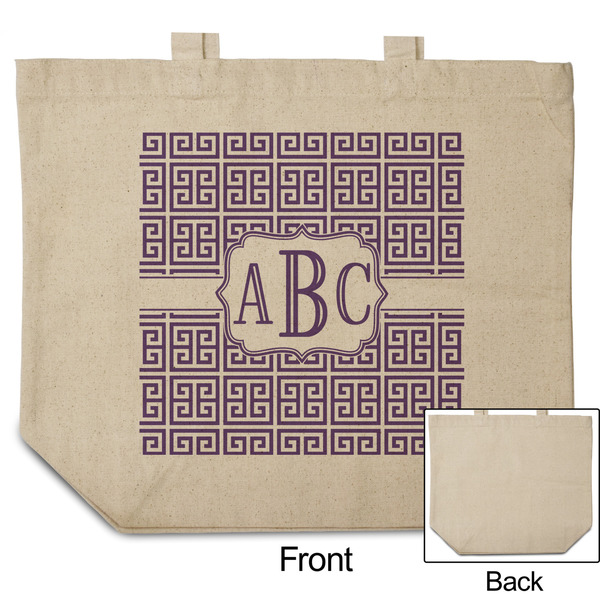 Greek Key Reusable Cotton Grocery Bag - Front & Back View
