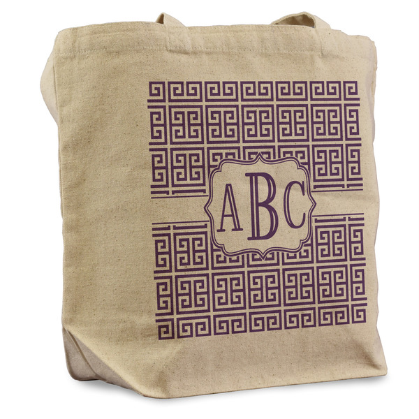Custom Greek Key Reusable Cotton Grocery Bag (Personalized)