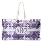 Greek Key Large Tote Bag with Rope Handles (Personalized)