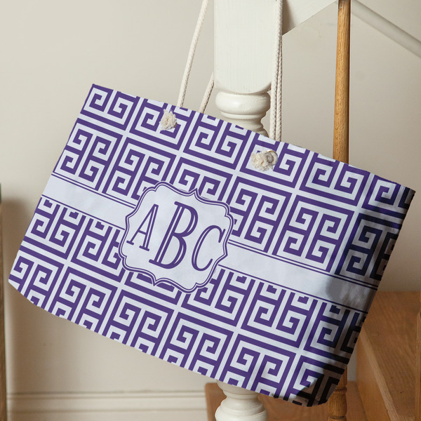 Greek Key Large Rope Tote - Life Style