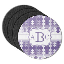 Greek Key Round Rubber Backed Coasters - Set of 4 (Personalized)