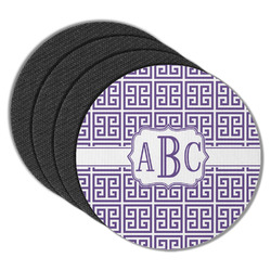 Greek Key Round Rubber Backed Coasters - Set of 4 (Personalized)