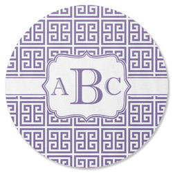 Greek Key Round Rubber Backed Coaster (Personalized)