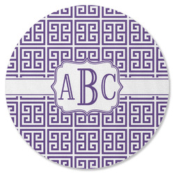 Greek Key Round Rubber Backed Coaster (Personalized)