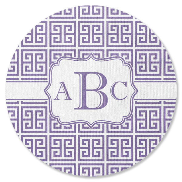 Greek Key Round Coaster Rubber Back - Single