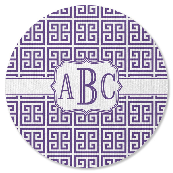 Custom Greek Key Round Rubber Backed Coaster (Personalized)