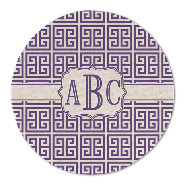 Greek Key Round Linen Placemats - FRONT (Double Sided)