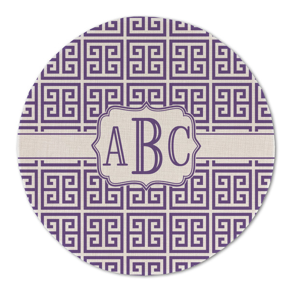 Custom Greek Key Round Linen Placemat (Personalized)