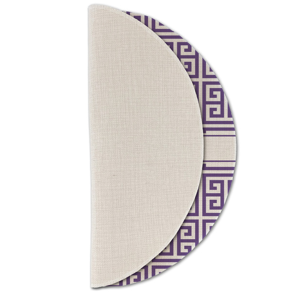Greek Key Round Linen Placemats - HALF FOLDED (single sided)