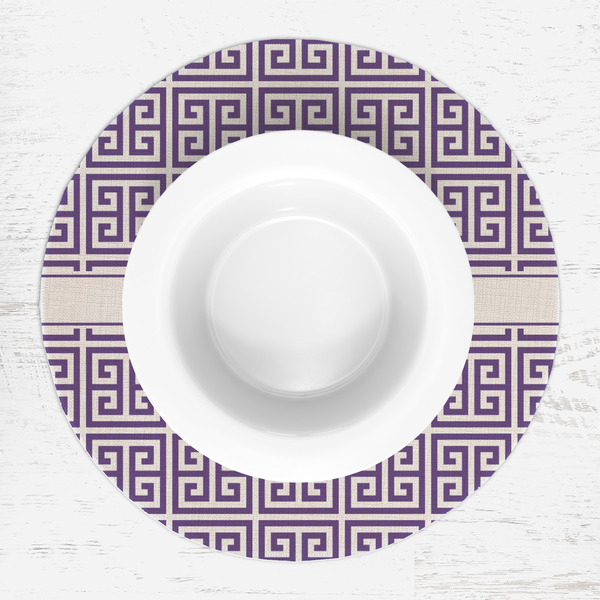 Greek Key Round Linen Placemats - LIFESTYLE (single)