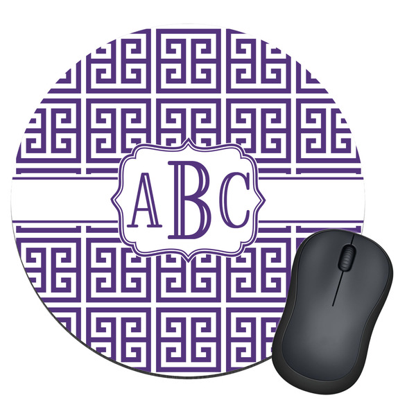 Custom Greek Key Round Mouse Pad (Personalized)