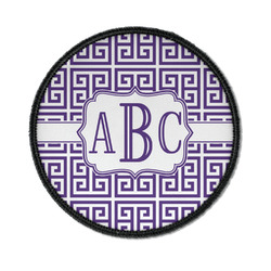 Greek Key Iron On Round Patch w/ Monogram