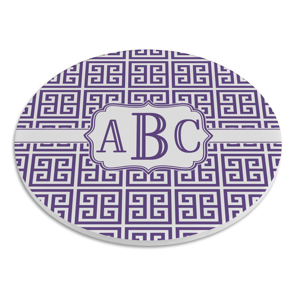 Greek Key Round Stone Trivet - Angle View