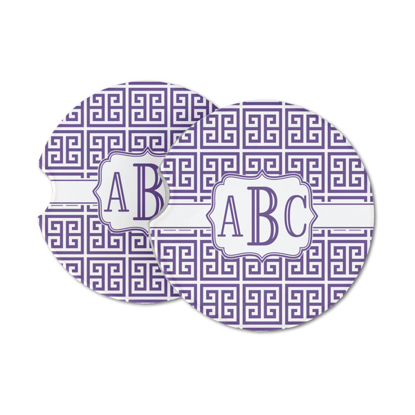 Custom Greek Key Sandstone Car Coasters (Personalized)