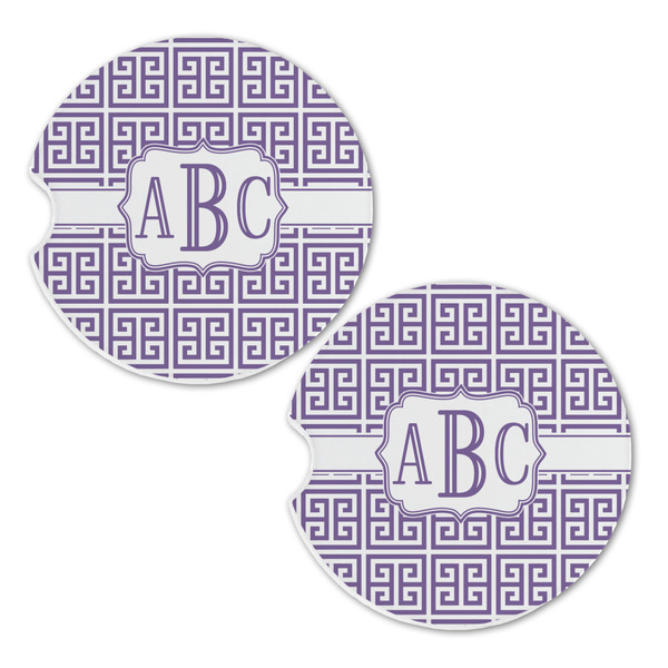 Greek Key Sandstone Car Coasters - Set of 2