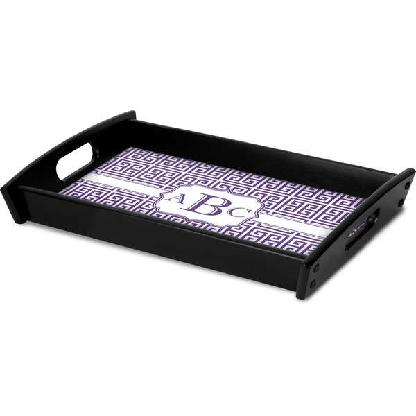 Greek Key Serving Tray Black - Corner