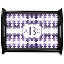 Greek Key Black Wooden Tray - Large (Personalized)