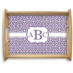 Greek Key Natural Wooden Tray - Large (Personalized)