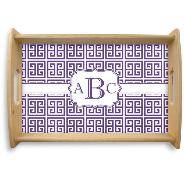 Custom Greek Key Natural Wooden Tray - Small (Personalized)