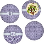 Greek Key Set of 4 Glass Lunch / Dinner Plate 10" (Personalized)