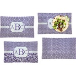 Greek Key Set of 4 Glass Rectangular Lunch / Dinner Plate (Personalized)