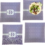 Greek Key Set of 4 Glass Square Lunch / Dinner Plate 9.5" (Personalized)