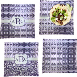 Greek Key Set of 4 Glass Square Lunch / Dinner Plate 9.5" (Personalized)