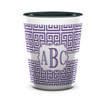 Greek Key Ceramic Shot Glass - 1.5 oz - Two Tone - Single (Personalized)