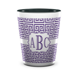 Greek Key Ceramic Shot Glass - 1.5 oz - Two Tone - Set of 4 (Personalized)