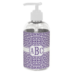 Greek Key Plastic Soap / Lotion Dispenser (8 oz - Small - White) (Personalized)