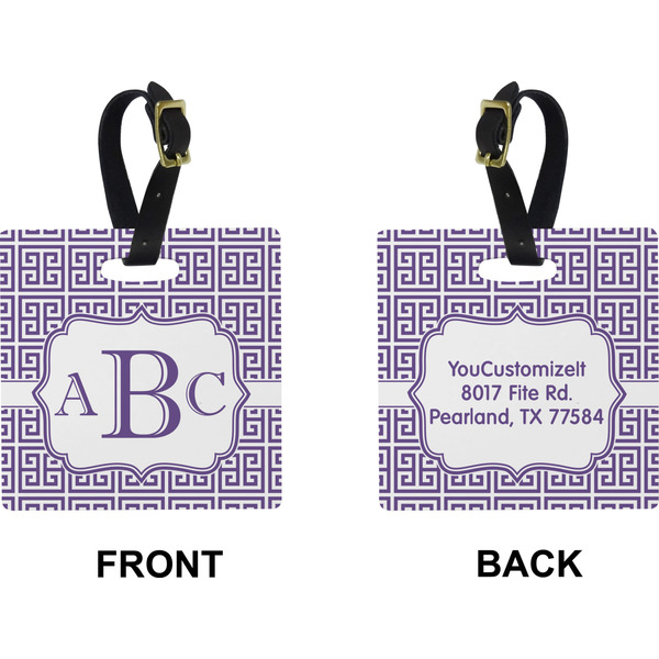 Greek Key Square Luggage Tag (Front + Back)