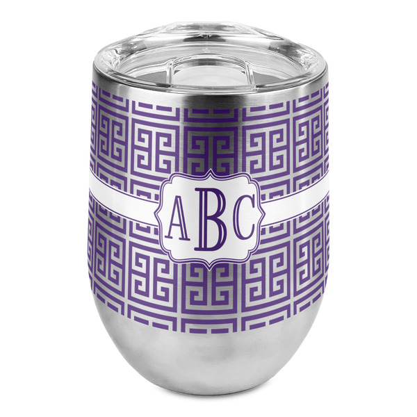 Custom Greek Key Stemless Wine Tumbler - Full Print (Personalized)