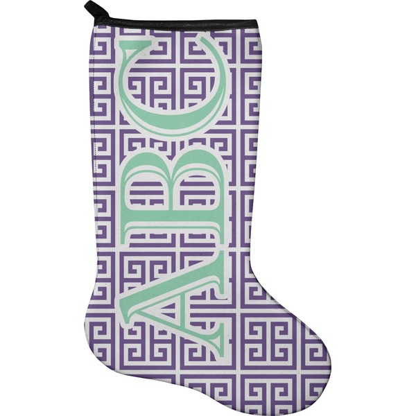 Custom Greek Key Holiday Stocking - Neoprene (Personalized)