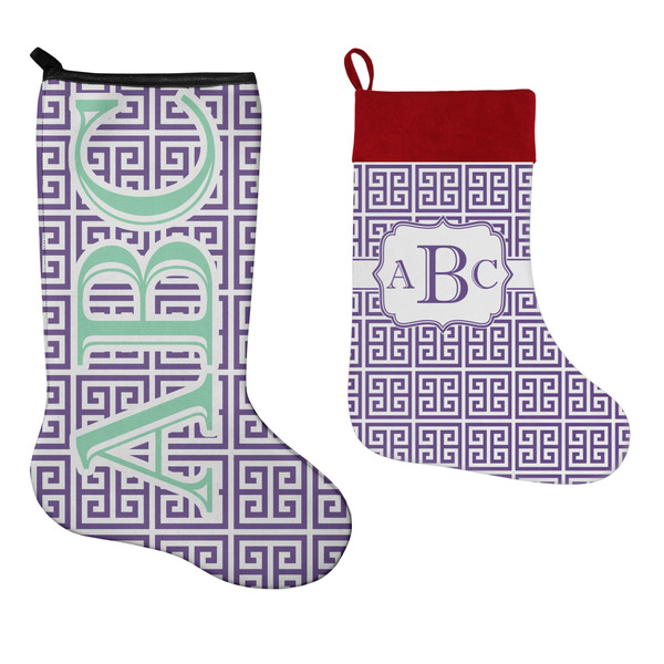 Greek Key Stockings - Side by Side compare