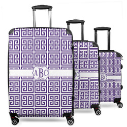 Greek Key 3 Piece Luggage Set - 20" Carry On, 24" Medium Checked, 28" Large Checked (Personalized)