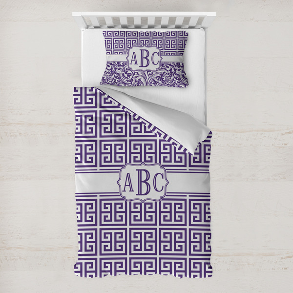 Custom Greek Key Toddler Bedding w/ Monogram