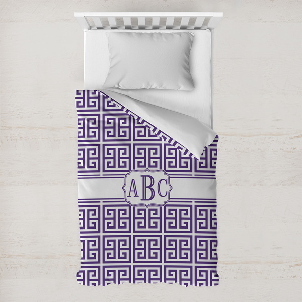 Custom Greek Key Toddler Duvet Cover w/ Monogram