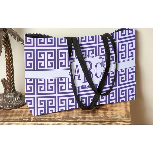 Greek Key Tote w/Black Handles - Lifestyle View