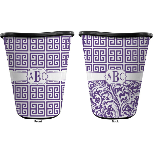 Greek Key Trash Can Black - Front and Back - Apvl