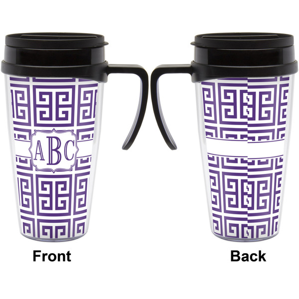 Greek Key Travel Mug with Black Handle - Approval