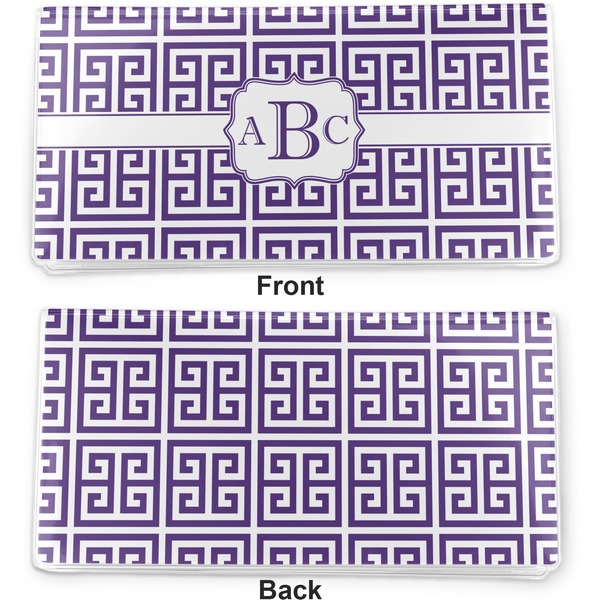 Greek Key Vinyl Check Book Cover - Front and Back