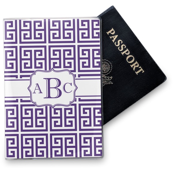 Custom Greek Key Vinyl Passport Holder (Personalized)