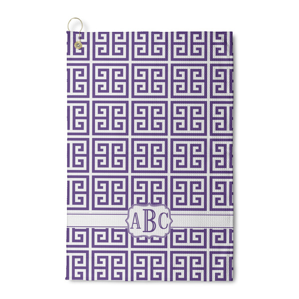 Custom Greek Key Waffle Weave Golf Towel (Personalized)