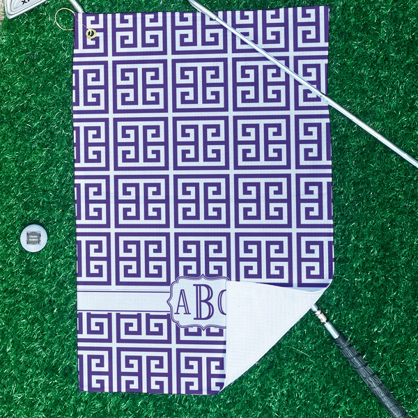 Greek Key Waffle Weave Golf Towel - In Context