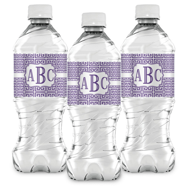 Greek Key Water Bottle Labels - Front View