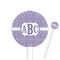 Greek Key 5.5" Round Plastic Stir Sticks - White - Single Sided (Personalized)