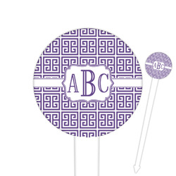 Greek Key Round Plastic Food Picks (Personalized)