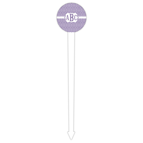 Greek Key White Plastic 6" Food Pick - Round - Single Pick